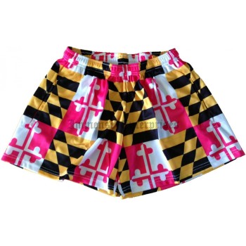 Girls Pink Maryland Flag Lacrosse Shorts